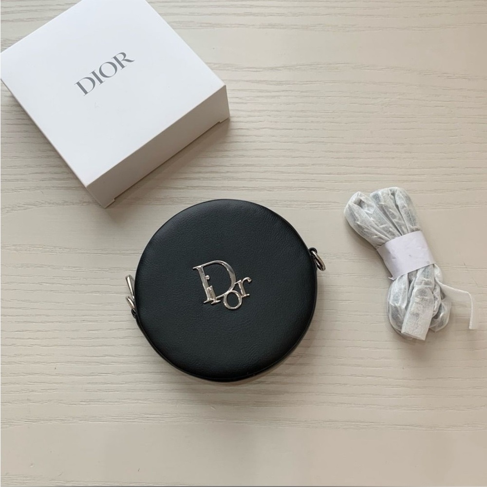 Dior GWP Black Circular Crossbody with Silver Logo